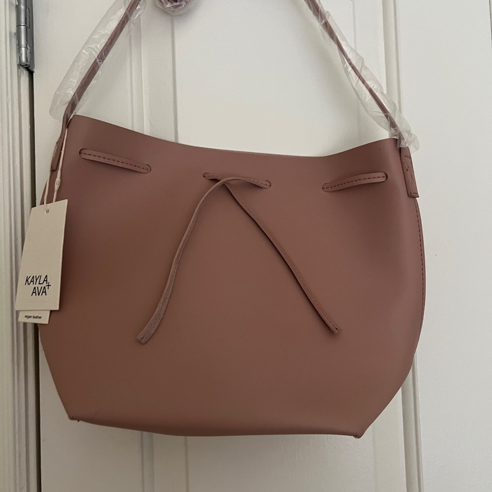 Kayla + Ava Vegan Leather Women's Dusty Rose Hobo Bag